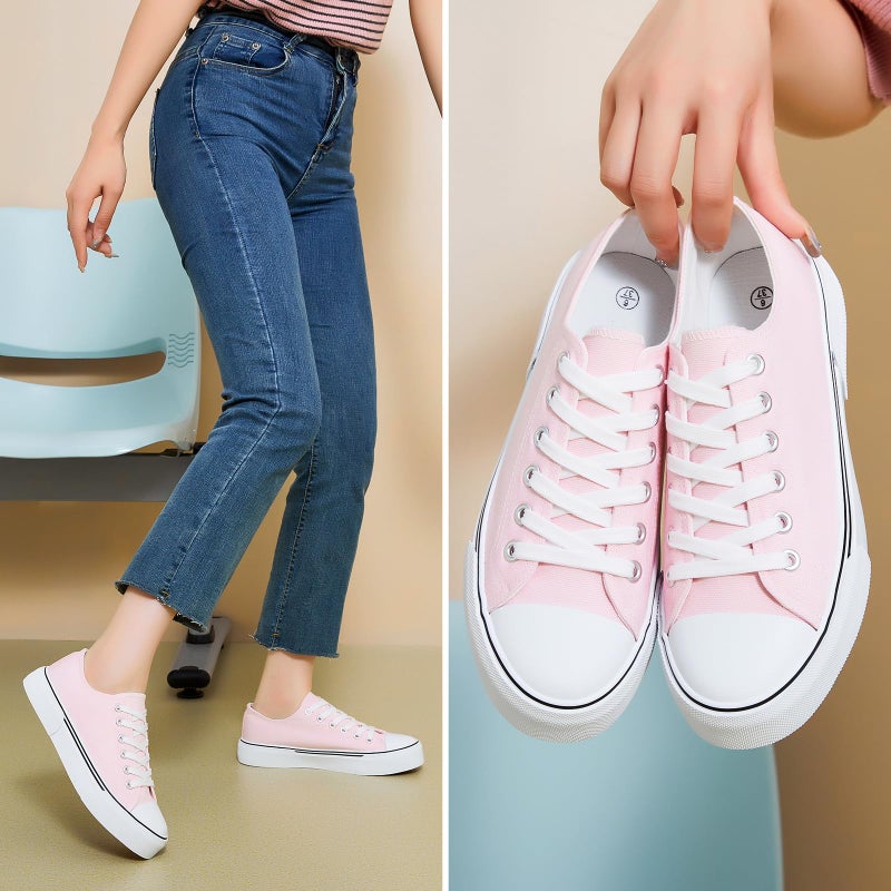 hash bubbie Women's Canvas Shoes Fashion Canvas Sneakers for Women Casual Tennis Shoes Low Top Walking Shoes(Pink,US8) - Image 5